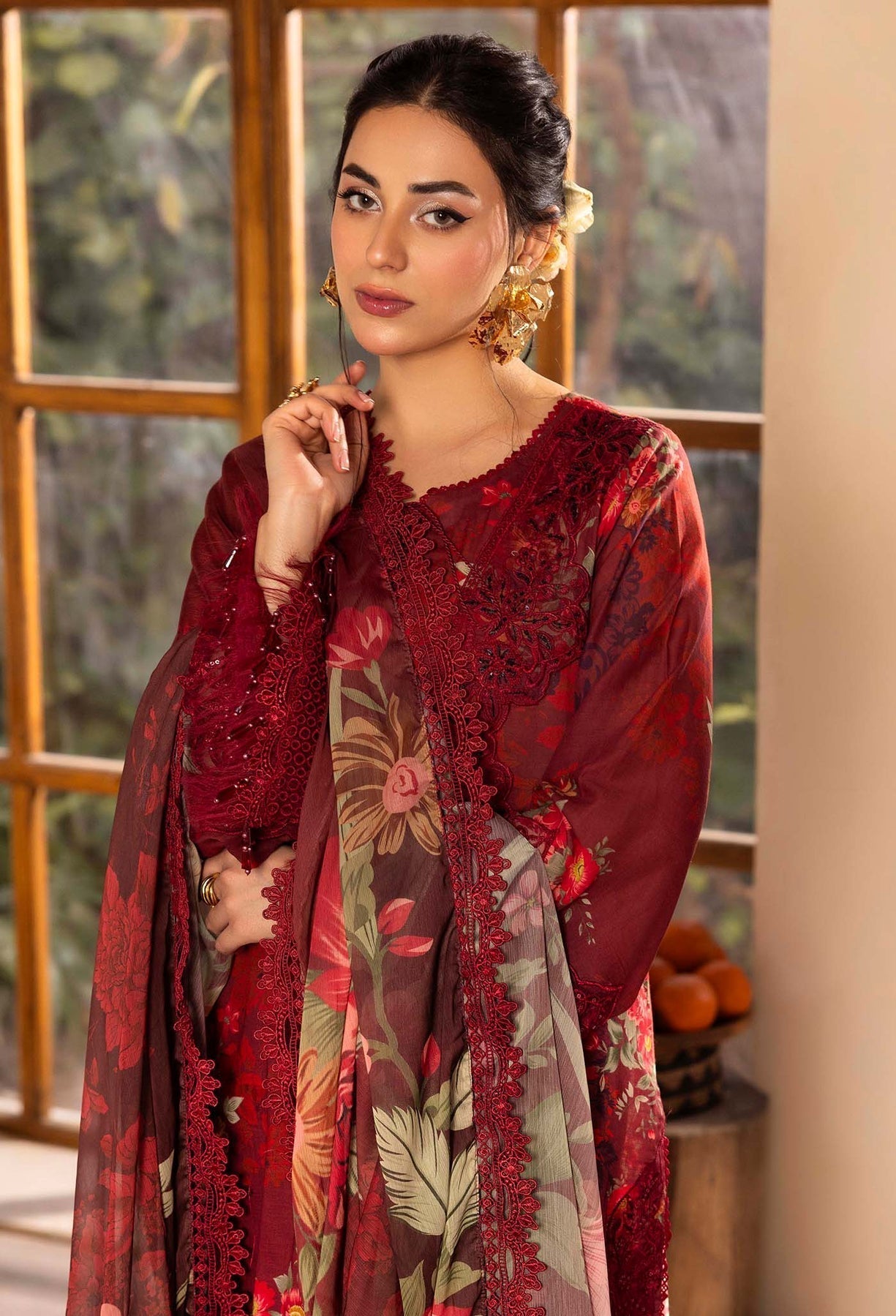 Adans Libas | Chantelle Print Lawn | CHANTELLE 99950 M Blood Red Lawn