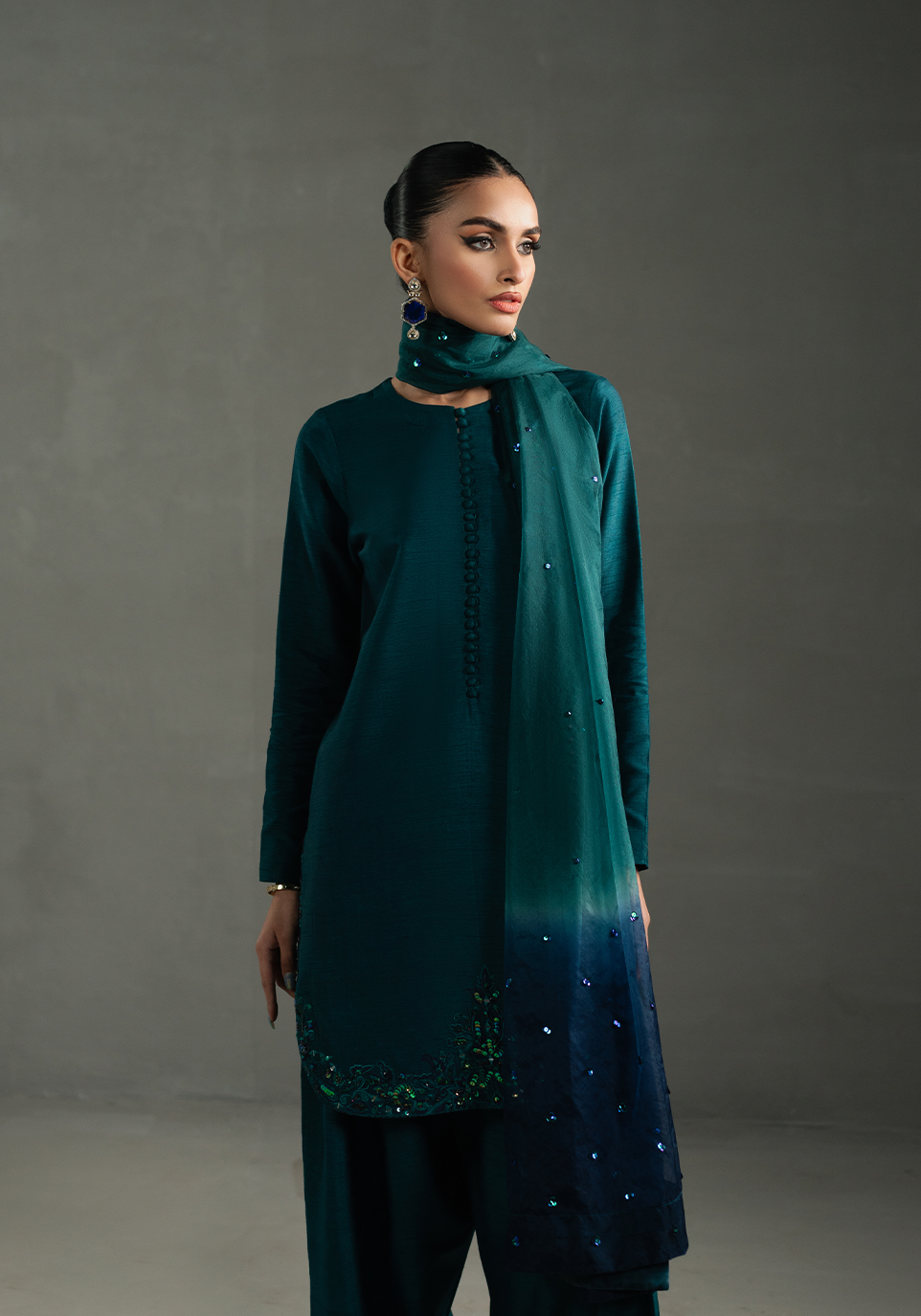 Zarqash | Silk Edit | ZQS 015 ELOISE M Dark Teal Blue Raw Silk