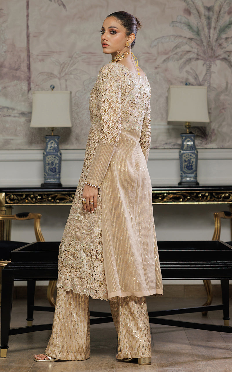 Threads and Motifs | Formal Dresses 25 | Organza Embroidered Dress With Trouser - Pakistani Designer Dress - by Threads and Motifs - Type : Ladies Clothes - 100% Original at Saira Sultan