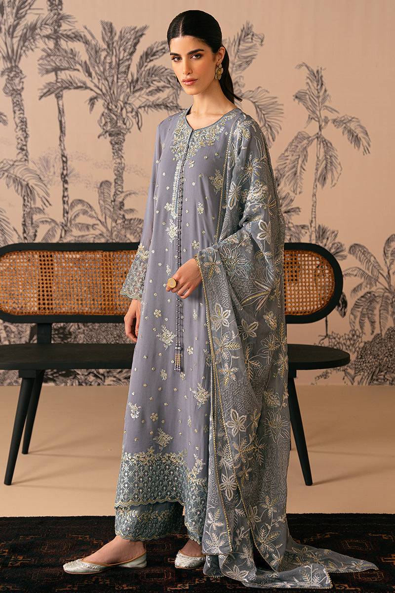Cross Stitch | Luxe Atelier 24 | SMOKE BLUE - Pakistani Designer Dress - by Cross Stitch | Type: Luxury - 100% Original at Saira Sultan
