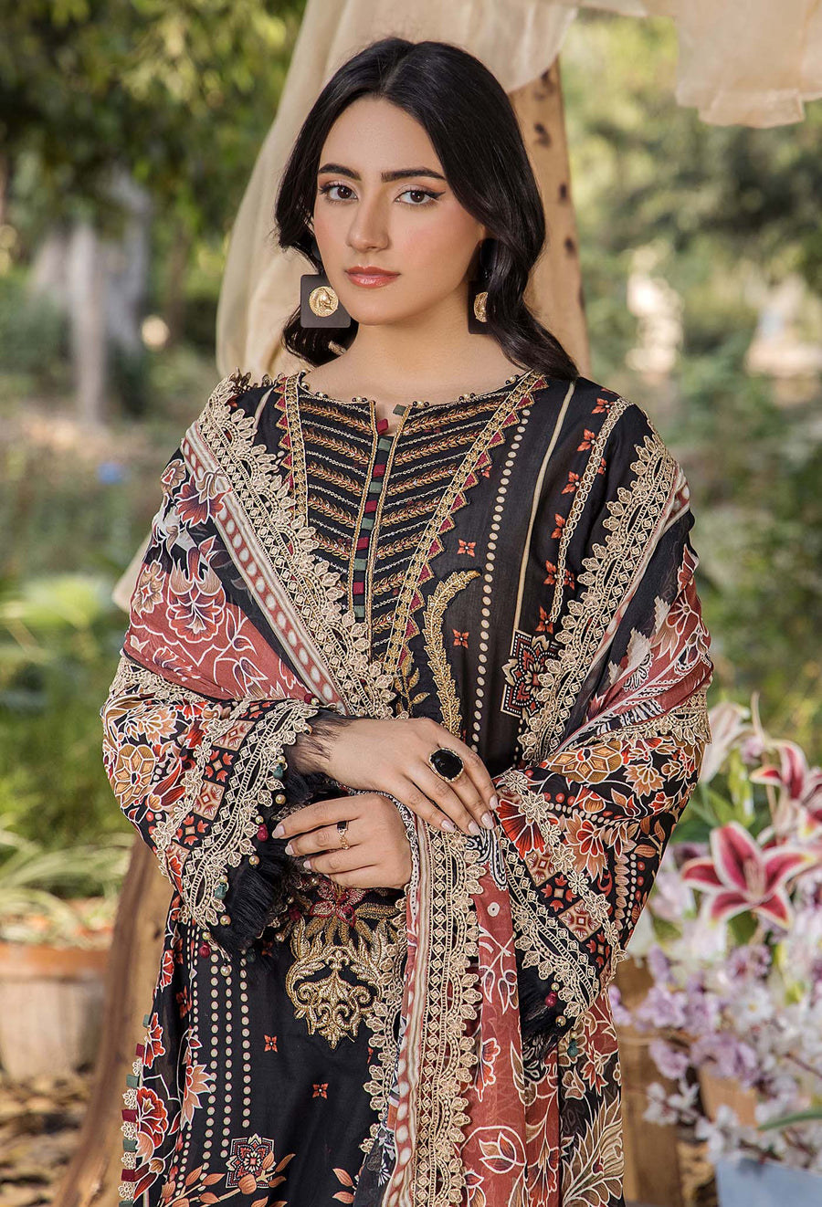 Adans Libas | Jasmine Lawn | JASMINE 2369 M Black Lawn