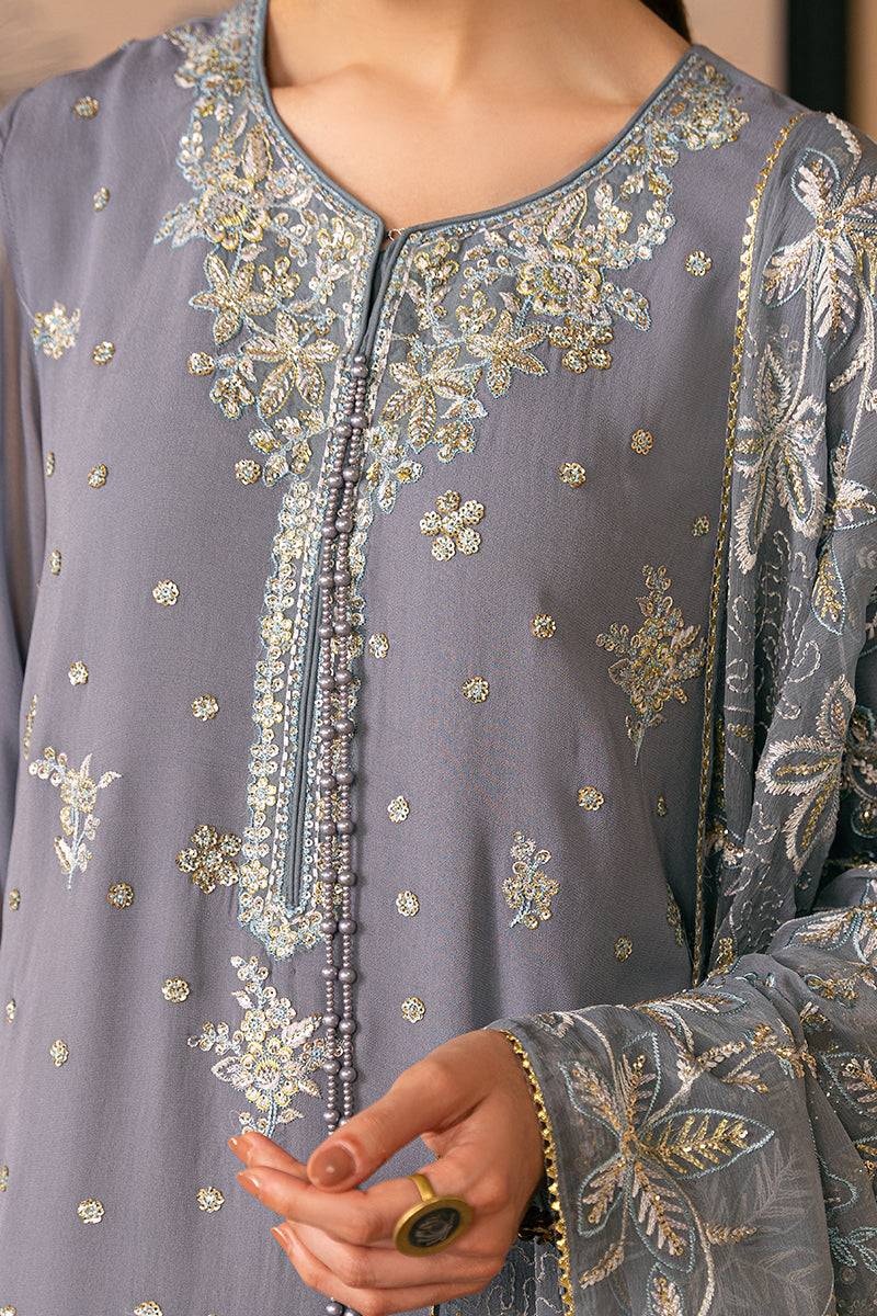 Cross Stitch | Luxe Atelier 24 | SMOKE BLUE - Pakistani Designer Dress - by Cross Stitch | Type: Luxury - 100% Original at Saira Sultan