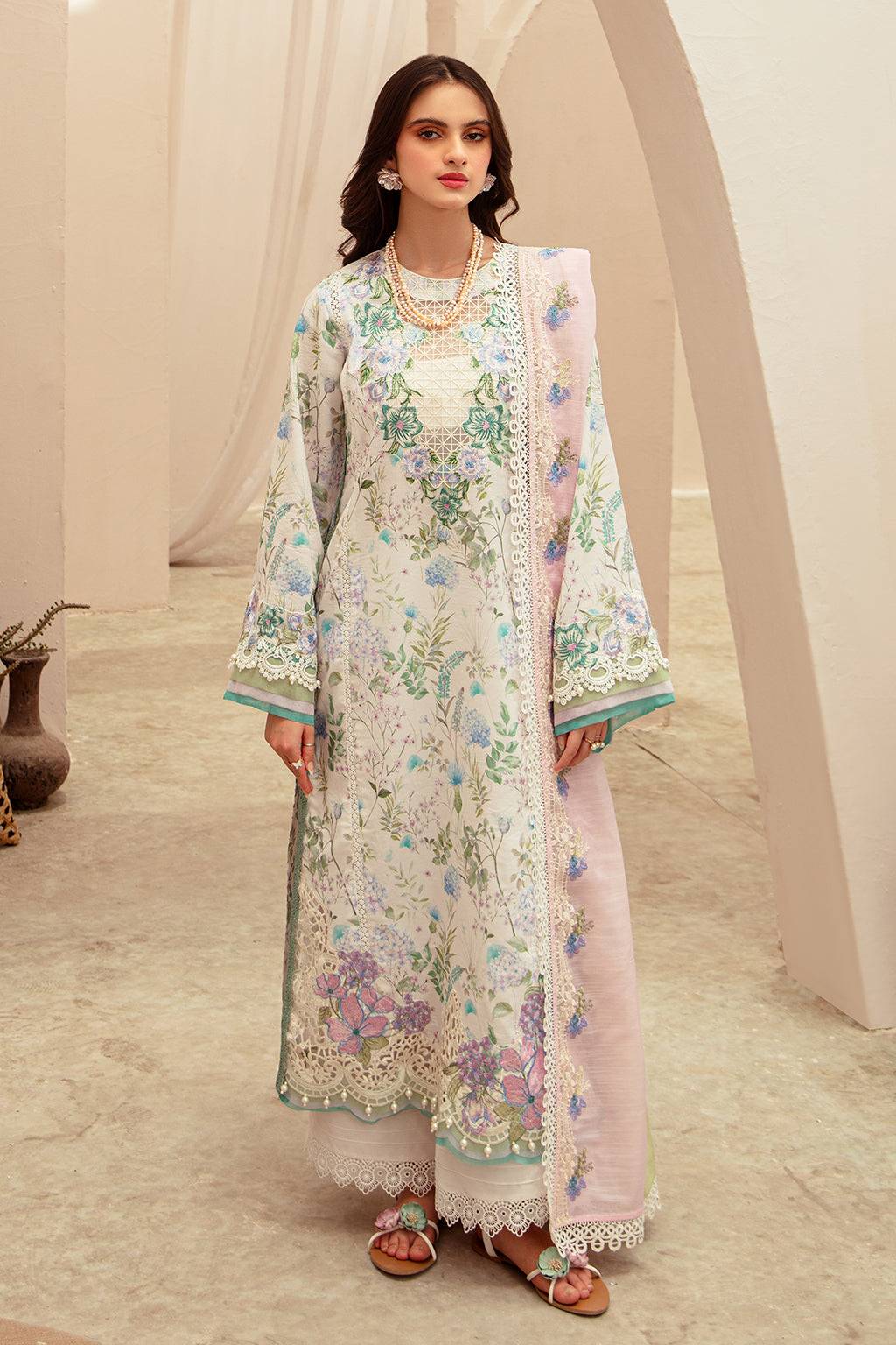 AJR Couture | Alif Affordable Lawn 24 | GLEAM - Pakistani Designer Dress - by AJR Couture | Type: Luxury - 100% Original at Saira Sultan