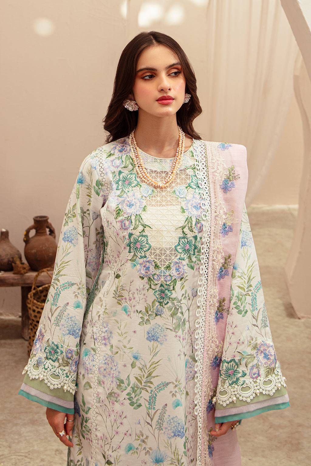 AJR Couture | Alif Affordable Lawn 24 | GLEAM - Pakistani Designer Dress - by AJR Couture | Type: Luxury - 100% Original at Saira Sultan