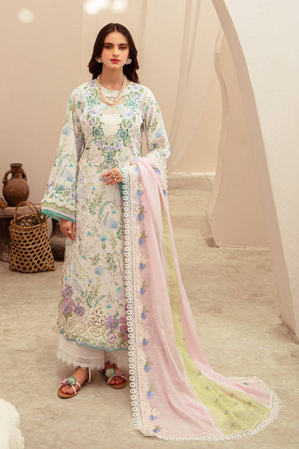 AJR Couture | Alif Affordable Lawn 24 | GLEAM - Pakistani Designer Dress - by AJR Couture | Type: Luxury - 100% Original at Saira Sultan