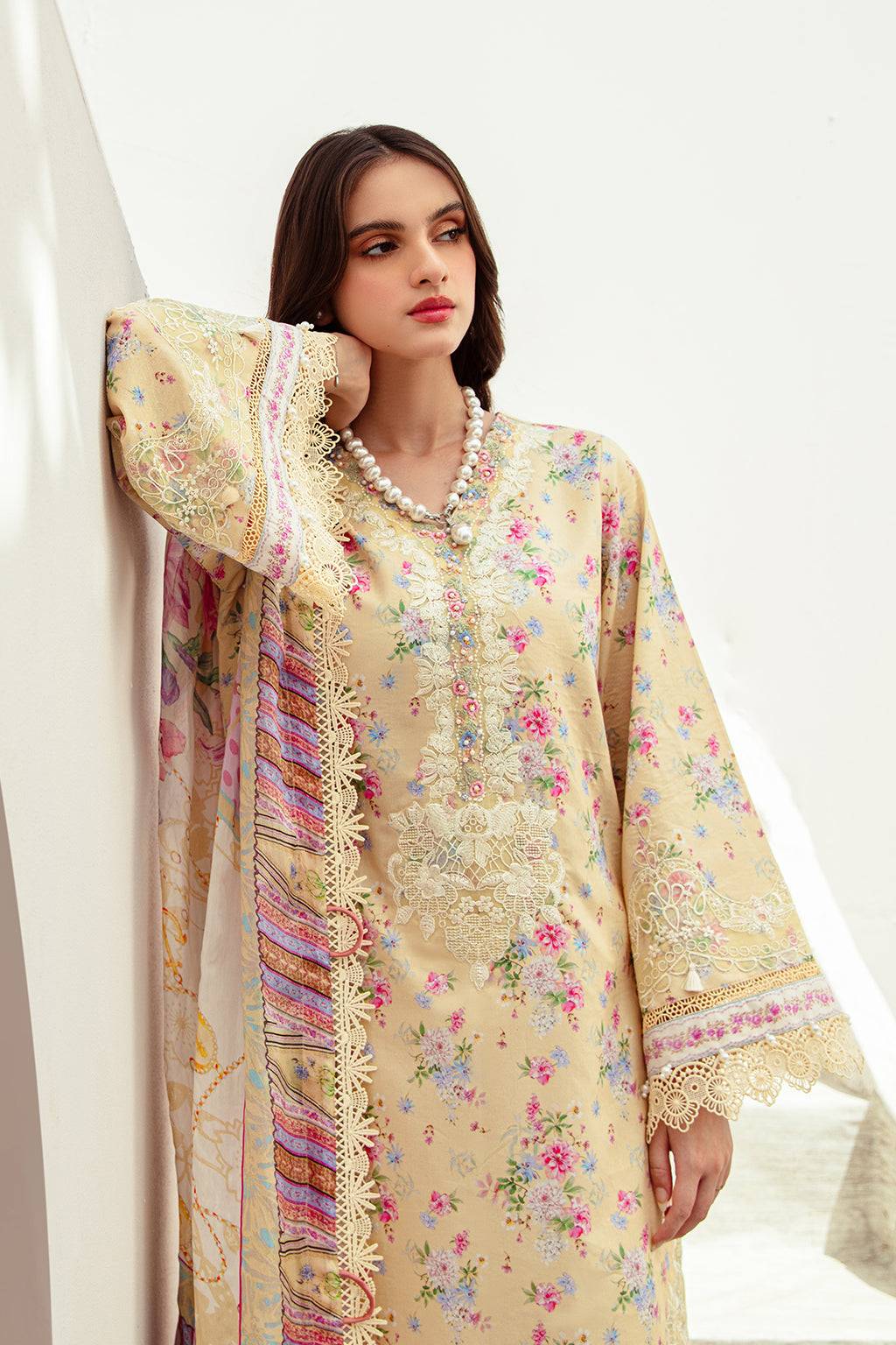 AJR Couture | Alif Affordable Lawn 24 | SUNNY DELIGHT - Pakistani Designer Dress - by AJR Couture | Type: Luxury - 100% Original at Saira Sultan