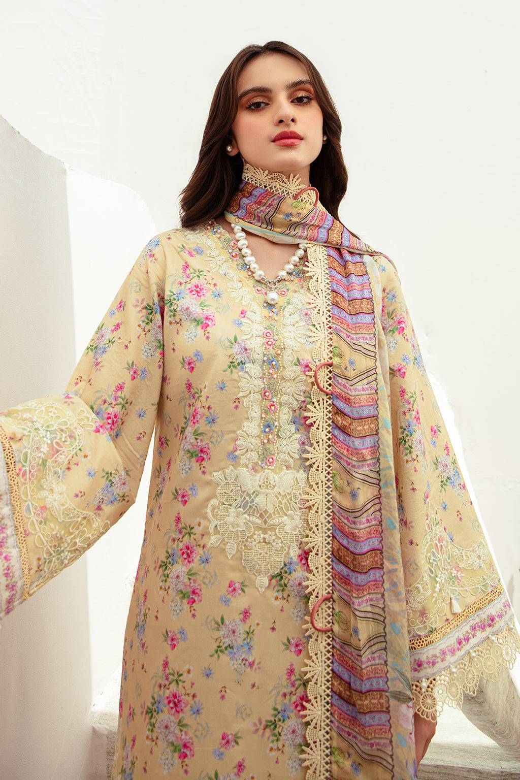 AJR Couture | Alif Affordable Lawn 24 | SUNNY DELIGHT - Pakistani Designer Dress - by AJR Couture | Type: Luxury - 100% Original at Saira Sultan