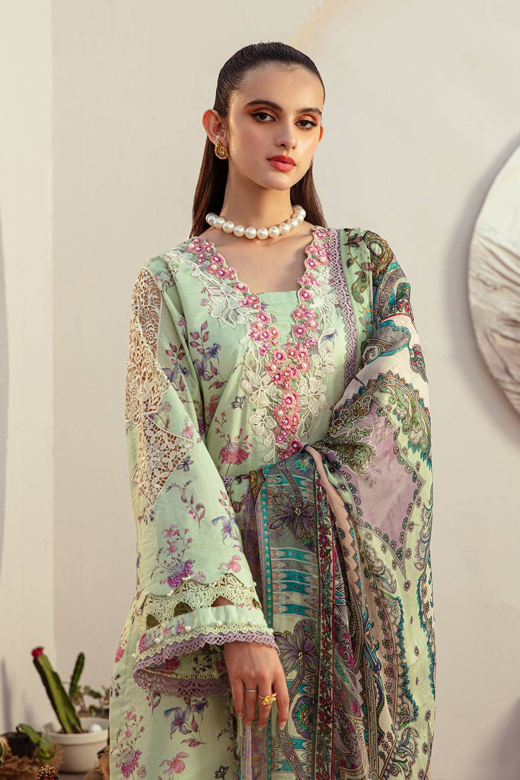 AJR Couture | Alif Affordable Lawn 24 | MINT MAGIC - Pakistani Designer Dress - by AJR Couture | Type: Luxury - 100% Original at Saira Sultan