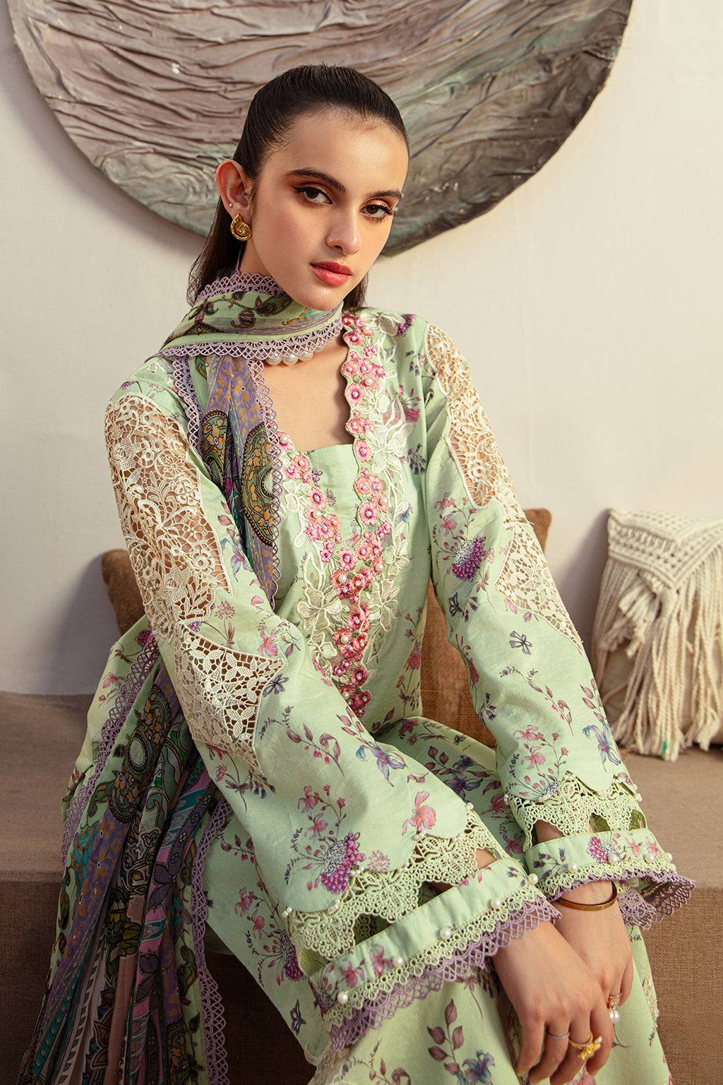 AJR Couture | Alif Affordable Lawn 24 | MINT MAGIC - Pakistani Designer Dress - by AJR Couture | Type: Luxury - 100% Original at Saira Sultan