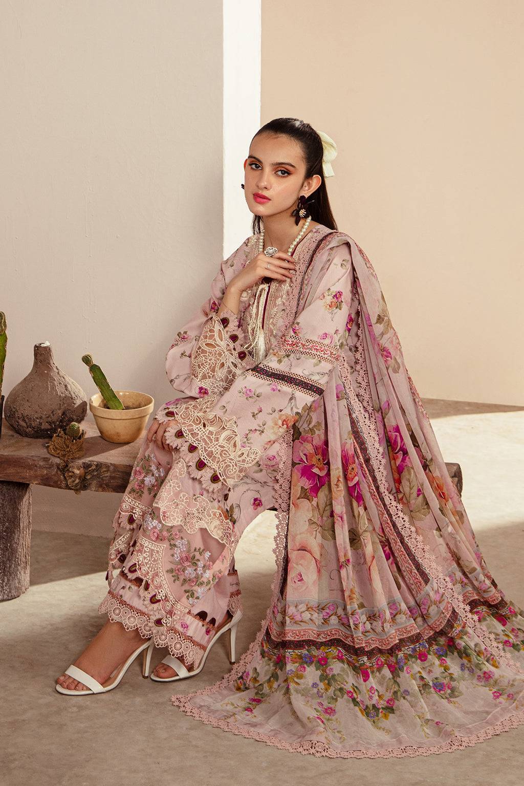 AJR Couture | Alif Affordable Lawn 24 | ROSELLA - Pakistani Designer Dress - by AJR Couture | Type: Luxury - 100% Original at Saira Sultan