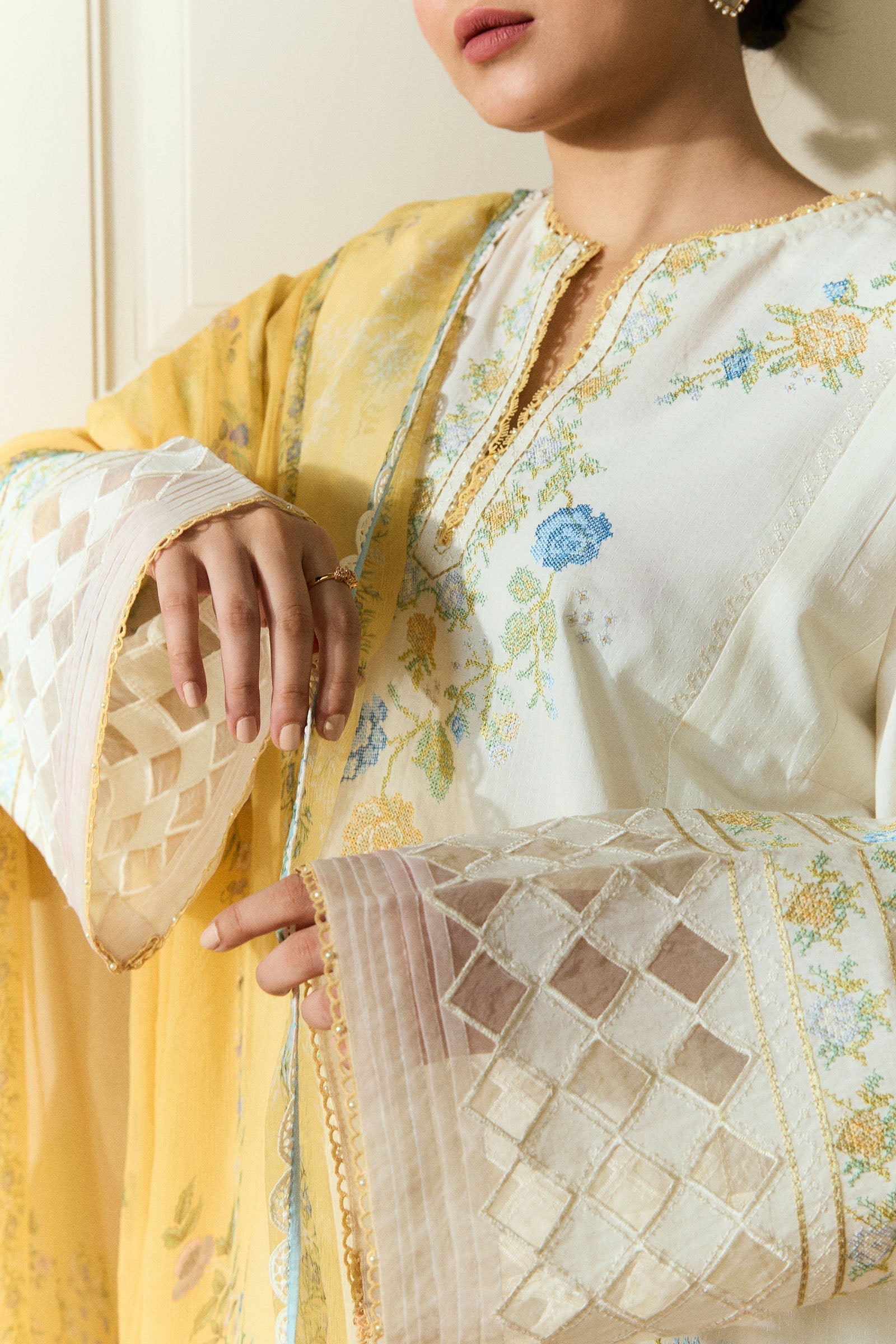 Zara Shahjahan | Coco Eid Edit | Solace-D3 L Ivory Jacquard
