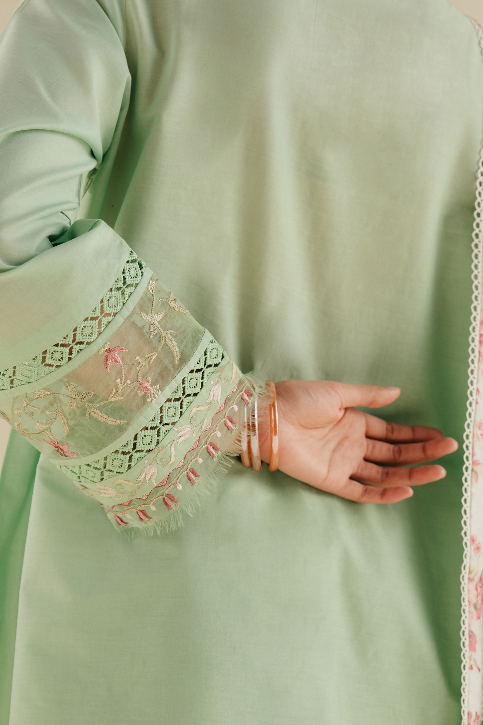 Zara Shahjahan | Eid Pret 25 |CR25P0225 M Dobby Mint Gray