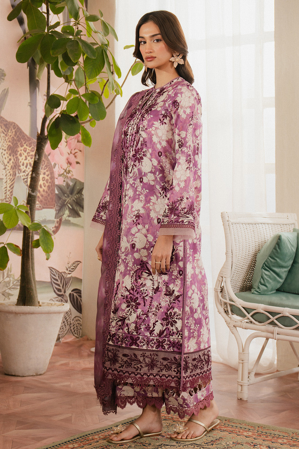 Ayzel | Armelia Printed Lawn 25 | Ren L Rose Pink Lawn