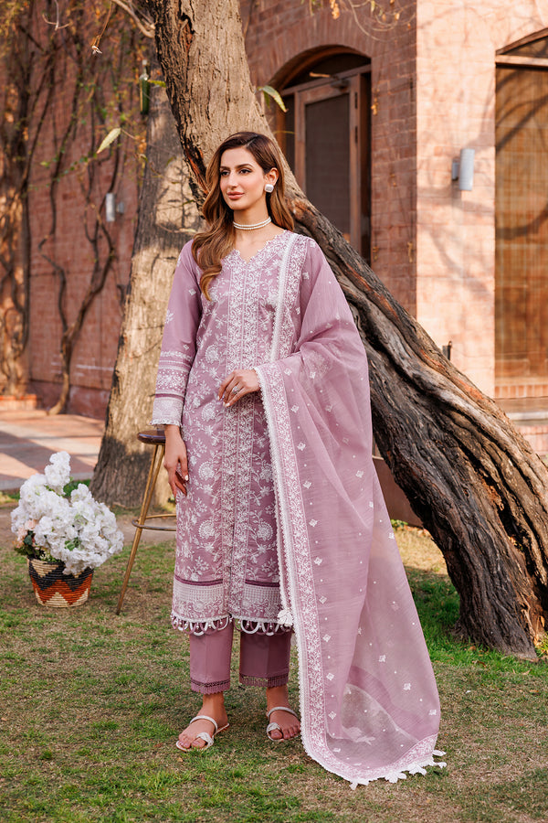 Farasha | Dastoor Embroidered Lawn SS24 | DAINTY LILAC -  Farasha Luxury -  Saira Sultan