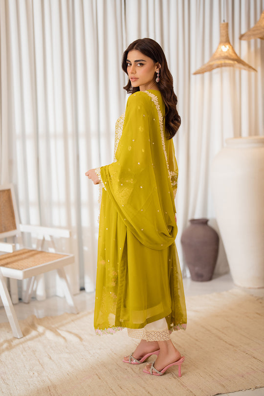 Azure | Ensembles Embroidered Formals | Amber Glow XS Mist Yellow Chiffon