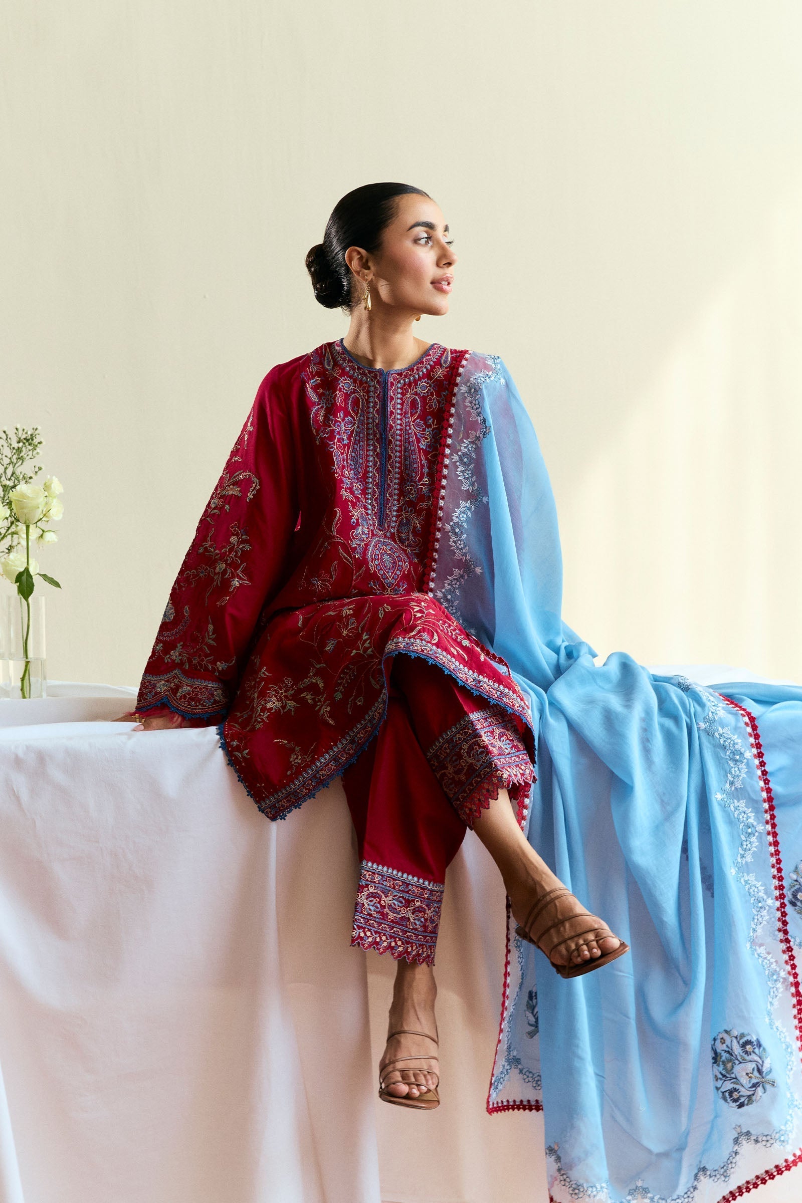 Zara Shahjahan | Coco Eid Edit | Opal-D1 XL Redish Pink Lawn