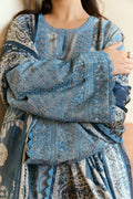 Zara Shahjahan | Coco Eid Edit | Fleuron-D6 XL Light Blue Gray Lawn