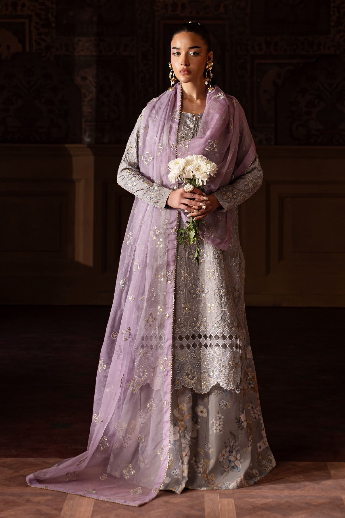 Nureh | Nur Mahal Formals | NE-142 XL Light Lavender Silk