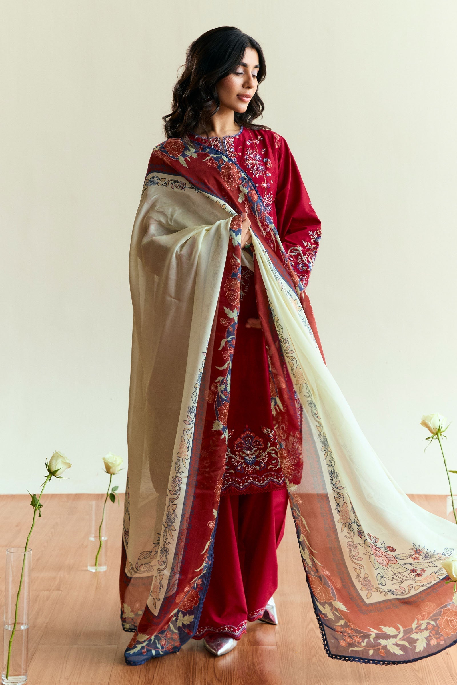 Zara Shahjahan | Coco Eid Edit | Alba-D8 L Haute Red Jacquard