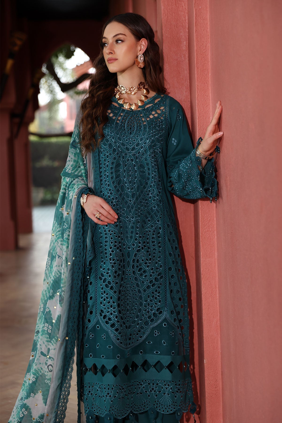 Nureh | Bazaar Lawn 25 | NE-107 M Dark Teal Green Lawn