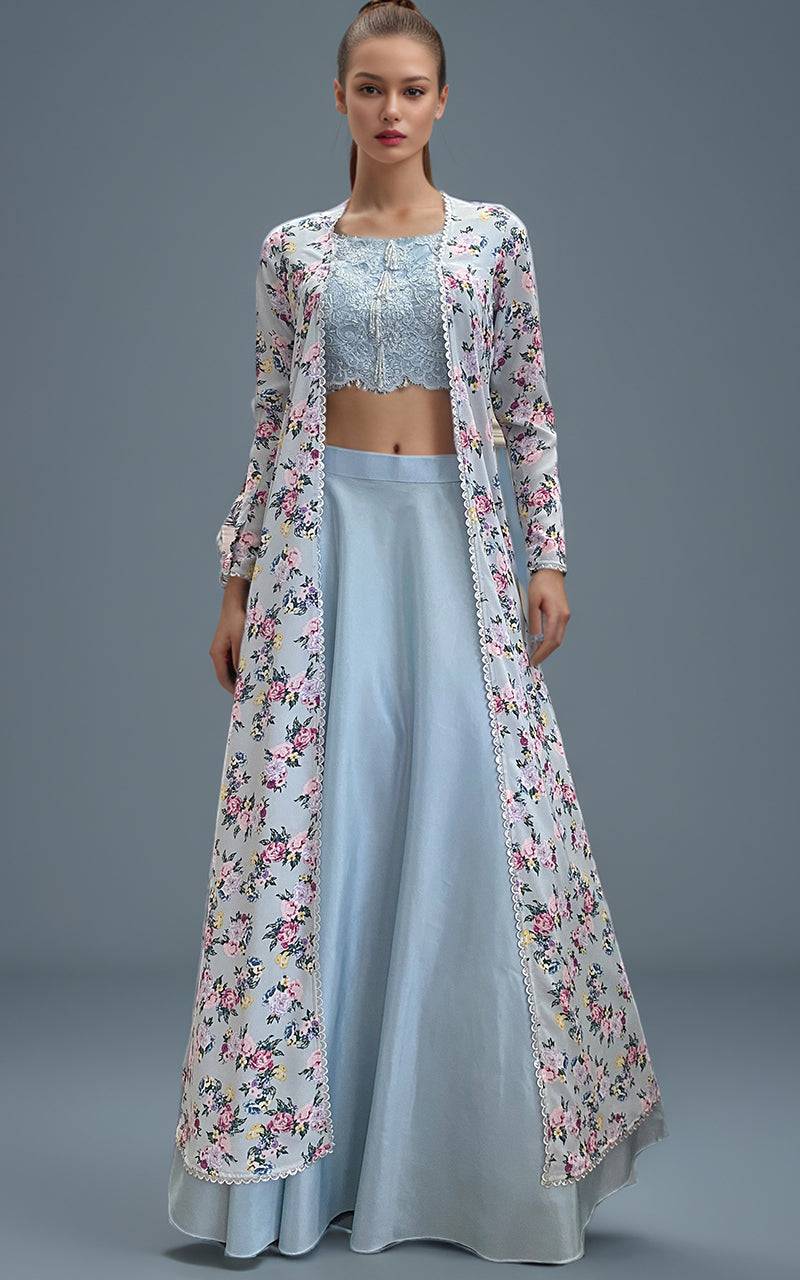 Threads and Motifs | Formal Dresses 25 | Embroidered Blouse With Skirt And Printed Jacket - Pakistani Designer Dress - by Threads and Motifs - Type : Ladies Clothes - 100% Original at Saira Sultan