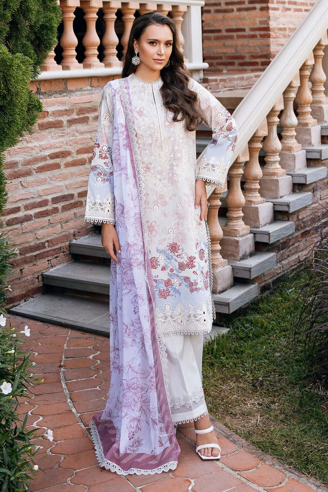 Afrozeh | Damask The Holiday Edit 25 | Opaline B XS Off White Lawn