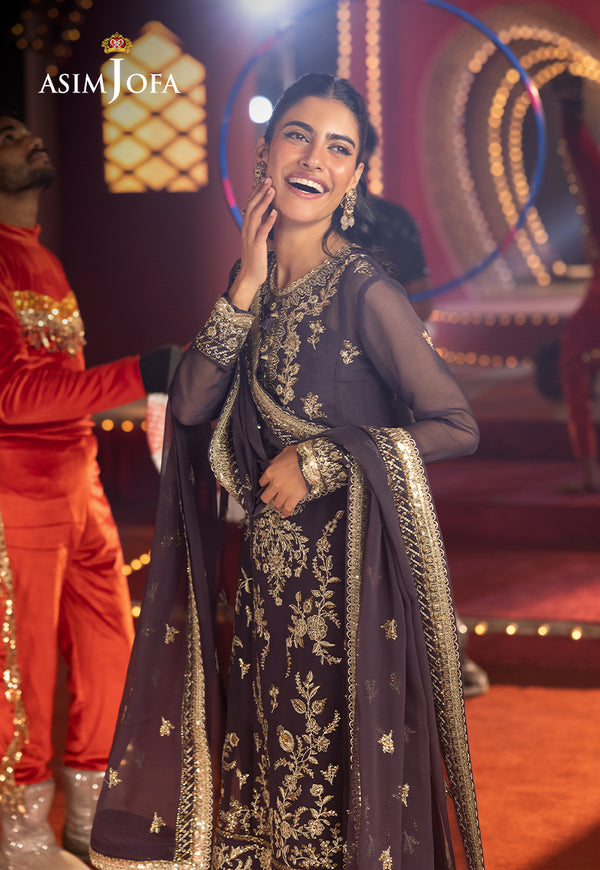 Asim Jofa | Festive Collection 25 | AJLF-01 Custom Size Dark Purple Chiffon