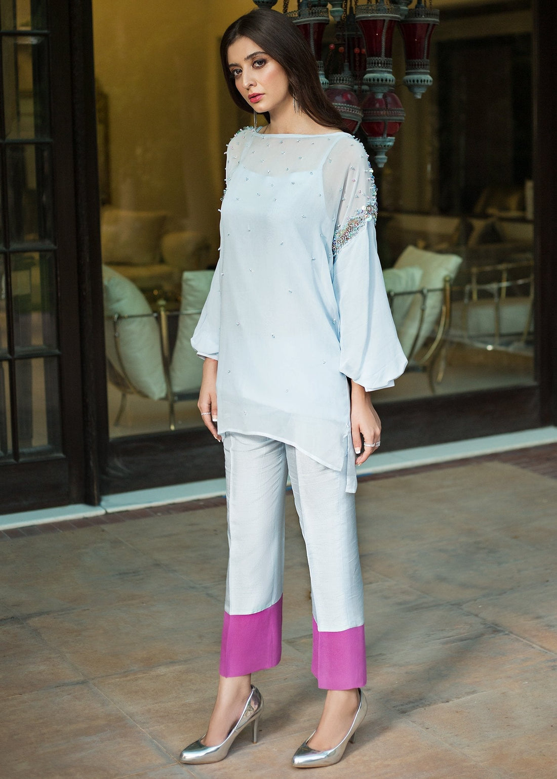 Hana | Serendipity Ready to Wear | Blue Berry Swirl XS Light Blue Cotton Silk