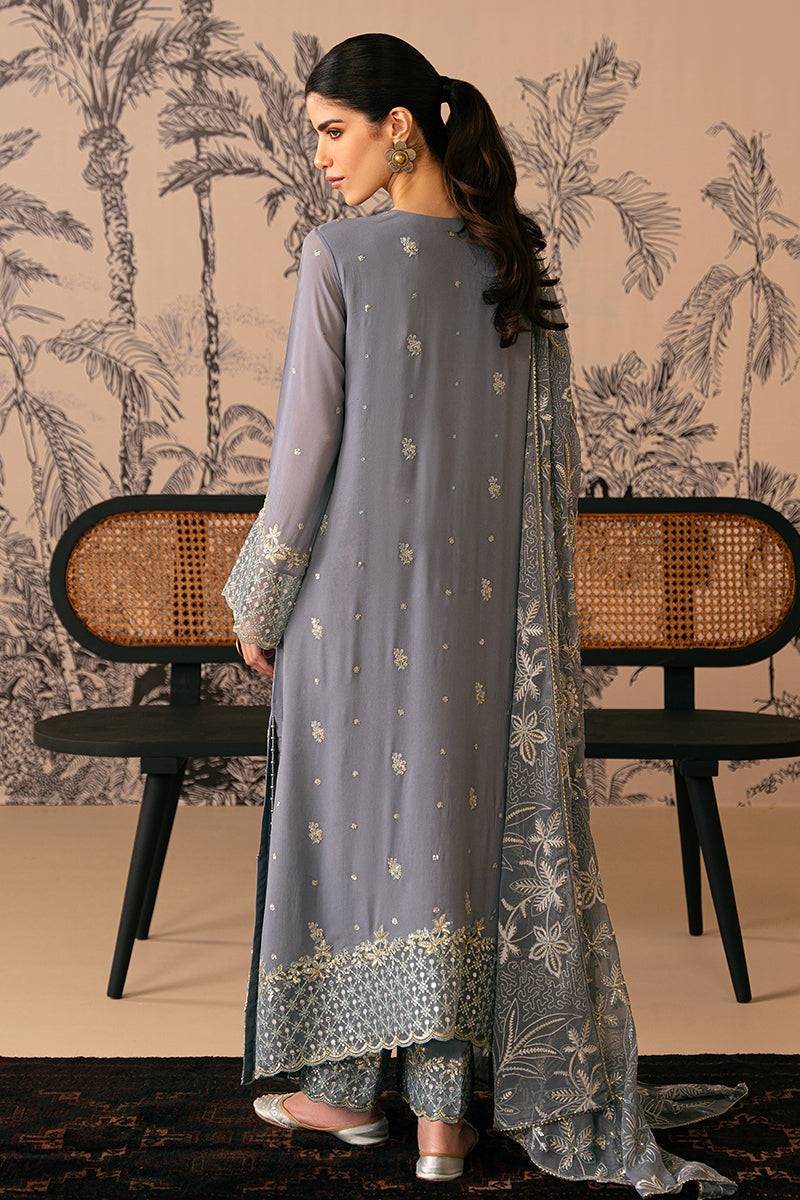 Cross Stitch | Luxe Atelier 24 | SMOKE BLUE - Pakistani Designer Dress - by Cross Stitch | Type: Luxury - 100% Original at Saira Sultan