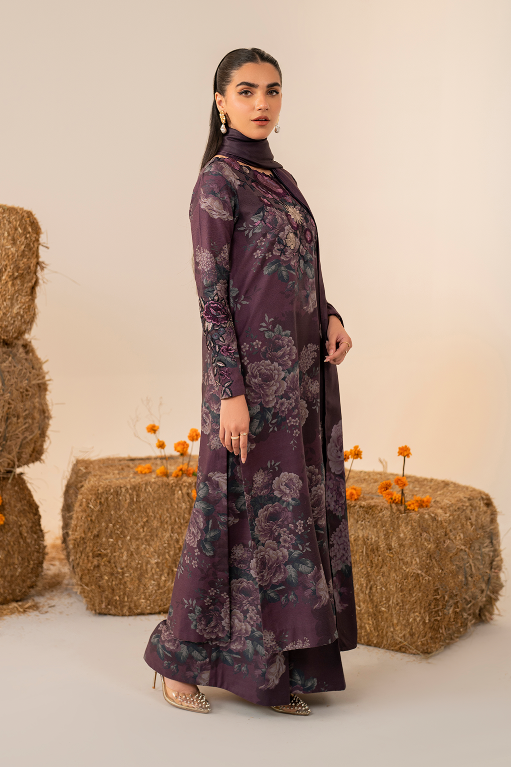 Iznik | Exclusive Winter | UE-354 XL Dark Purple Slub Khaddar