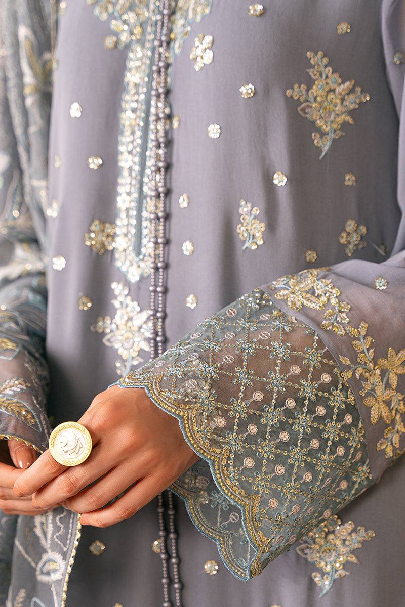 Cross Stitch | Luxe Atelier 24 | SMOKE BLUE - Pakistani Designer Dress - by Cross Stitch | Type: Luxury - 100% Original at Saira Sultan