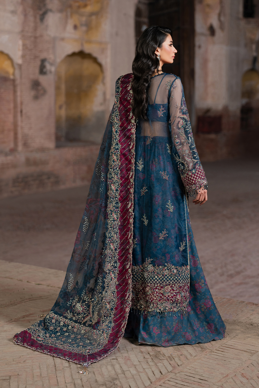 Iznik | Luxury Chiffon | ILC-03 Custom Size Zinc Organza