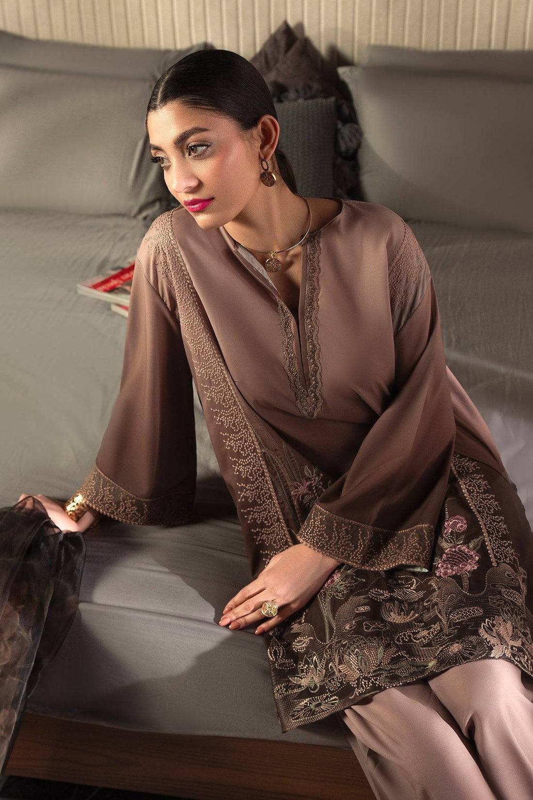 Erum Khan | Eid Edit 25 | Mocha Muse - Pakistani Designer Dress - by Erum Khan | Type: Ladies Clothes - 100% Original at Saira Sultan