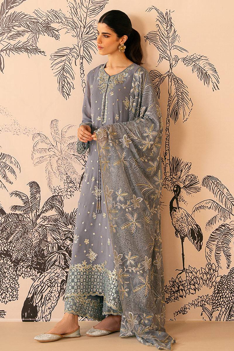 Cross Stitch | Luxe Atelier 24 | SMOKE BLUE - Pakistani Designer Dress - by Cross Stitch | Type: Luxury - 100% Original at Saira Sultan