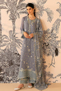 Cross Stitch | Luxe Atelier 24 | SMOKE BLUE - Pakistani Designer Dress - by Cross Stitch | Type: Luxury - 100% Original at Saira Sultan