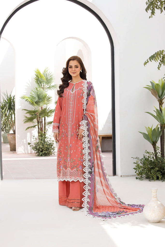 Sobia Nazir | Vital Lawn 25 | 4A XS Pinkish Orange Lawn