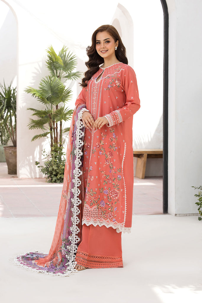 Sobia Nazir | Vital Lawn 25 | 4A XS Pinkish Orange Lawn