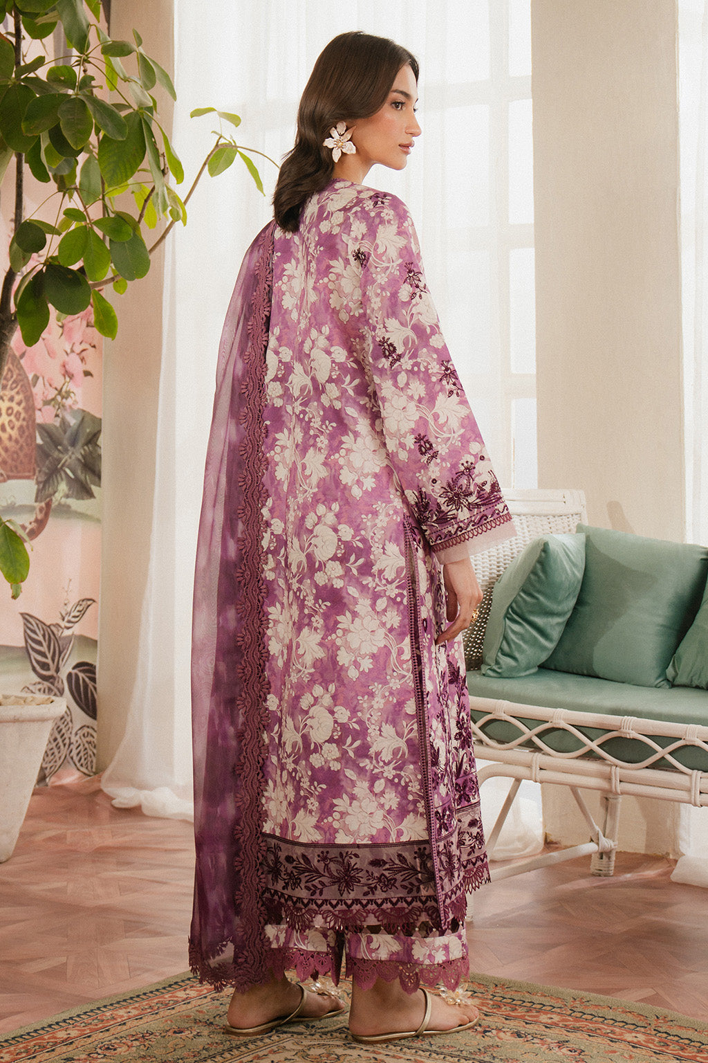 Ayzel | Armelia Printed Lawn 25 | Ren XS Rose Pink Lawn