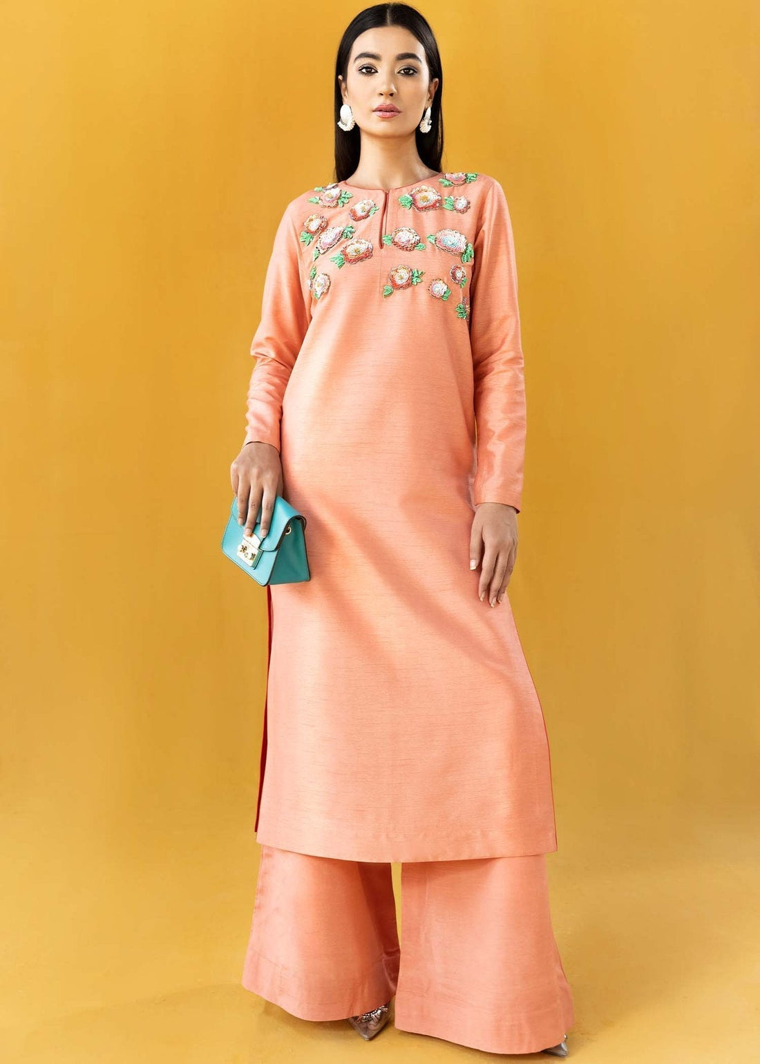 Hana | Vibrant Beyond | Floral Garden-VB-1007 XS Pale Peach Raw Silk
