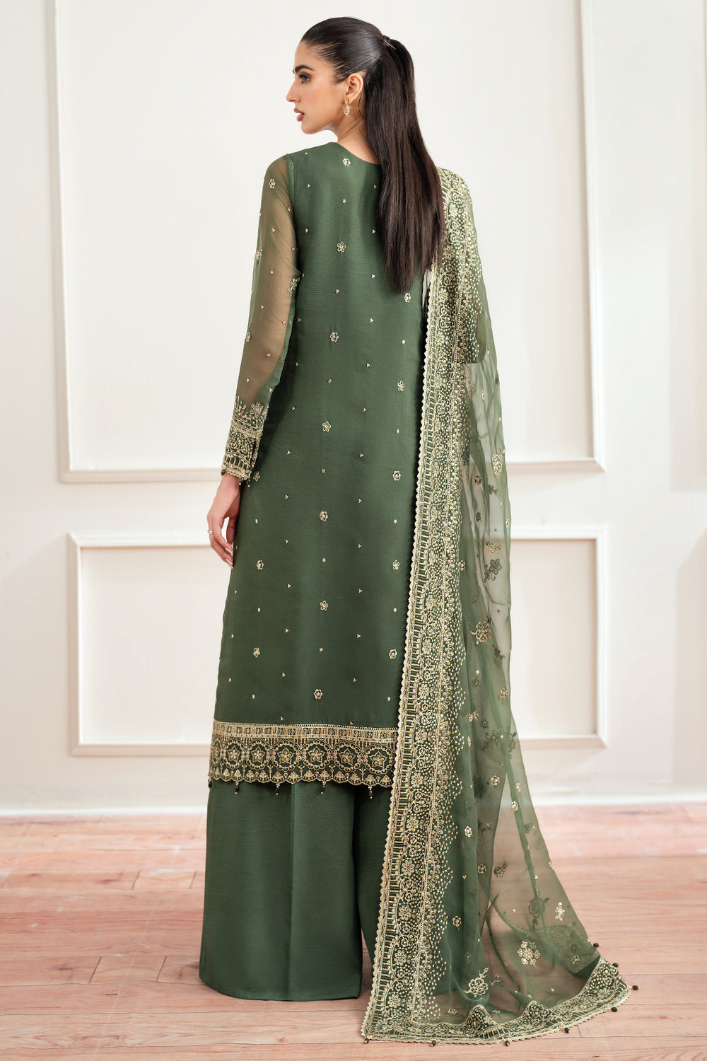 Farasha | Essence Formals 25 | Muted Moss - Pakistani Designer Dress - by Farasha - Type : Ladies Clothes - 100% Original at Saira Sultan