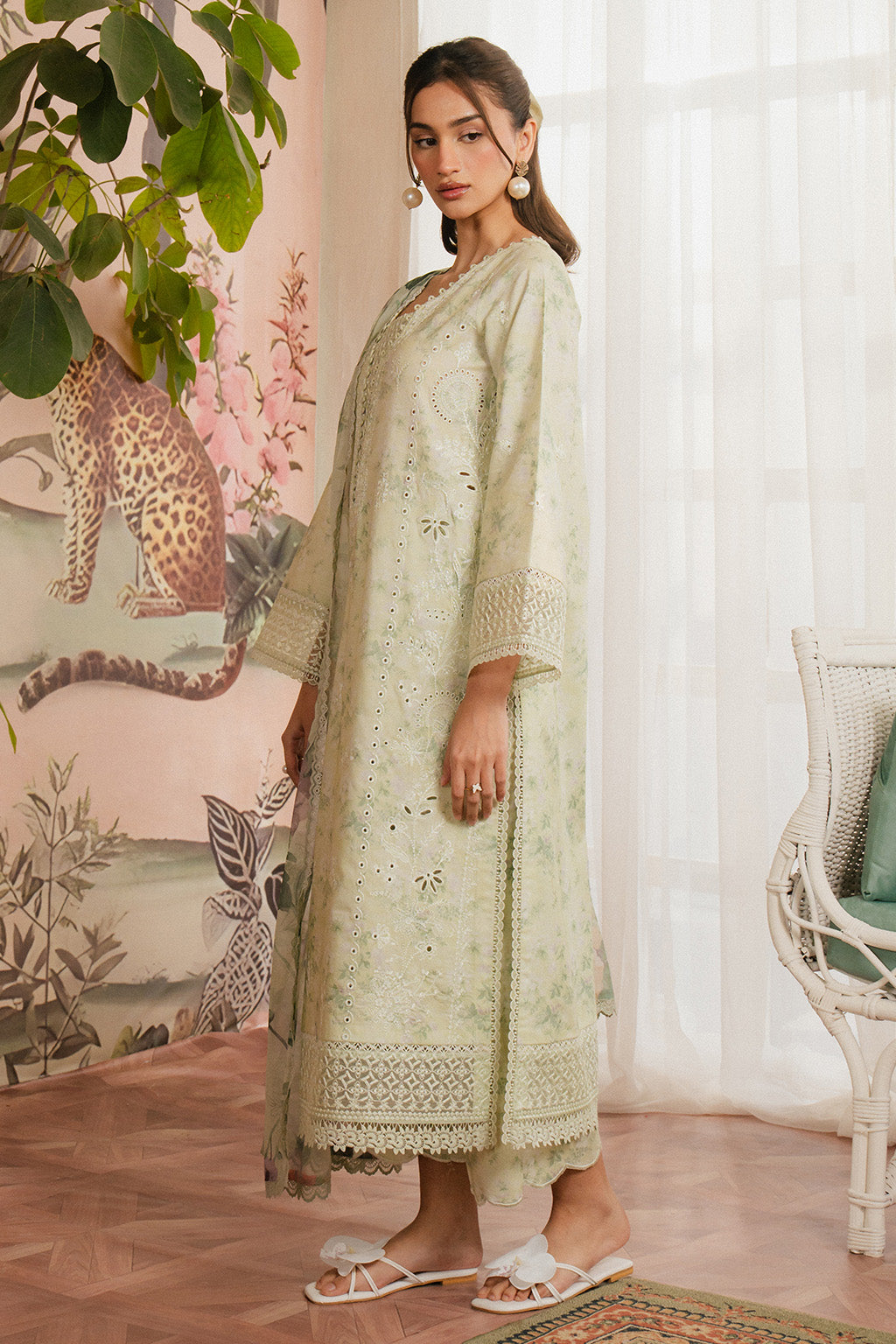 Ayzel | Armelia Printed Lawn 25 | Mirelia XL Mint Green Lawn