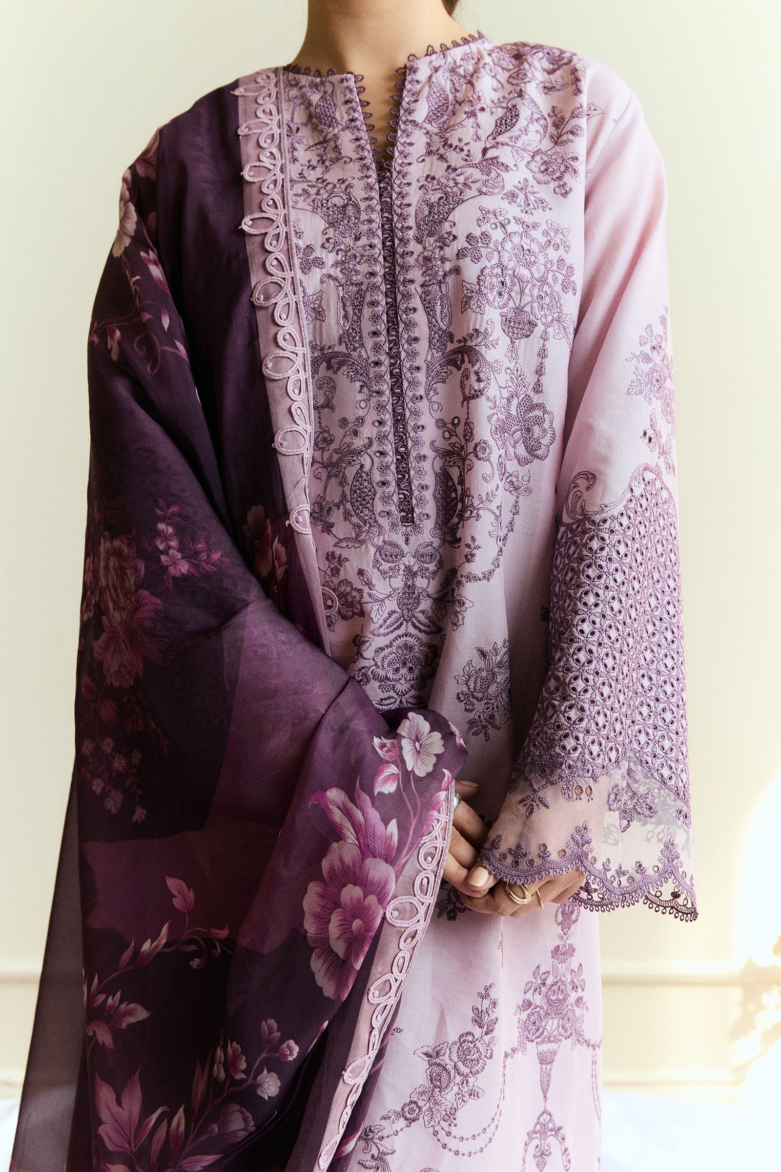 Zara Shahjahan | Coco Eid Edit |Quince-D5 M Lilac Gray Lawn