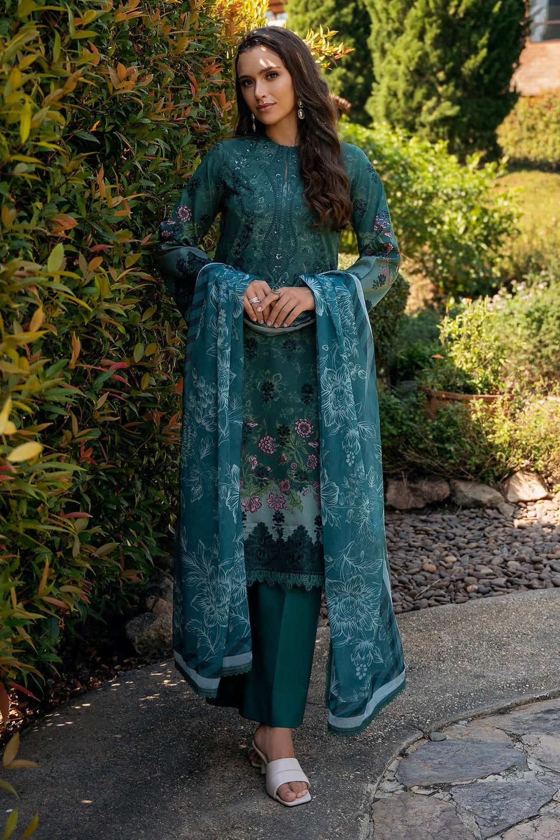 Afrozeh | Damask The Holiday Edit 25 | Opaline A XS Teal Green Lawn