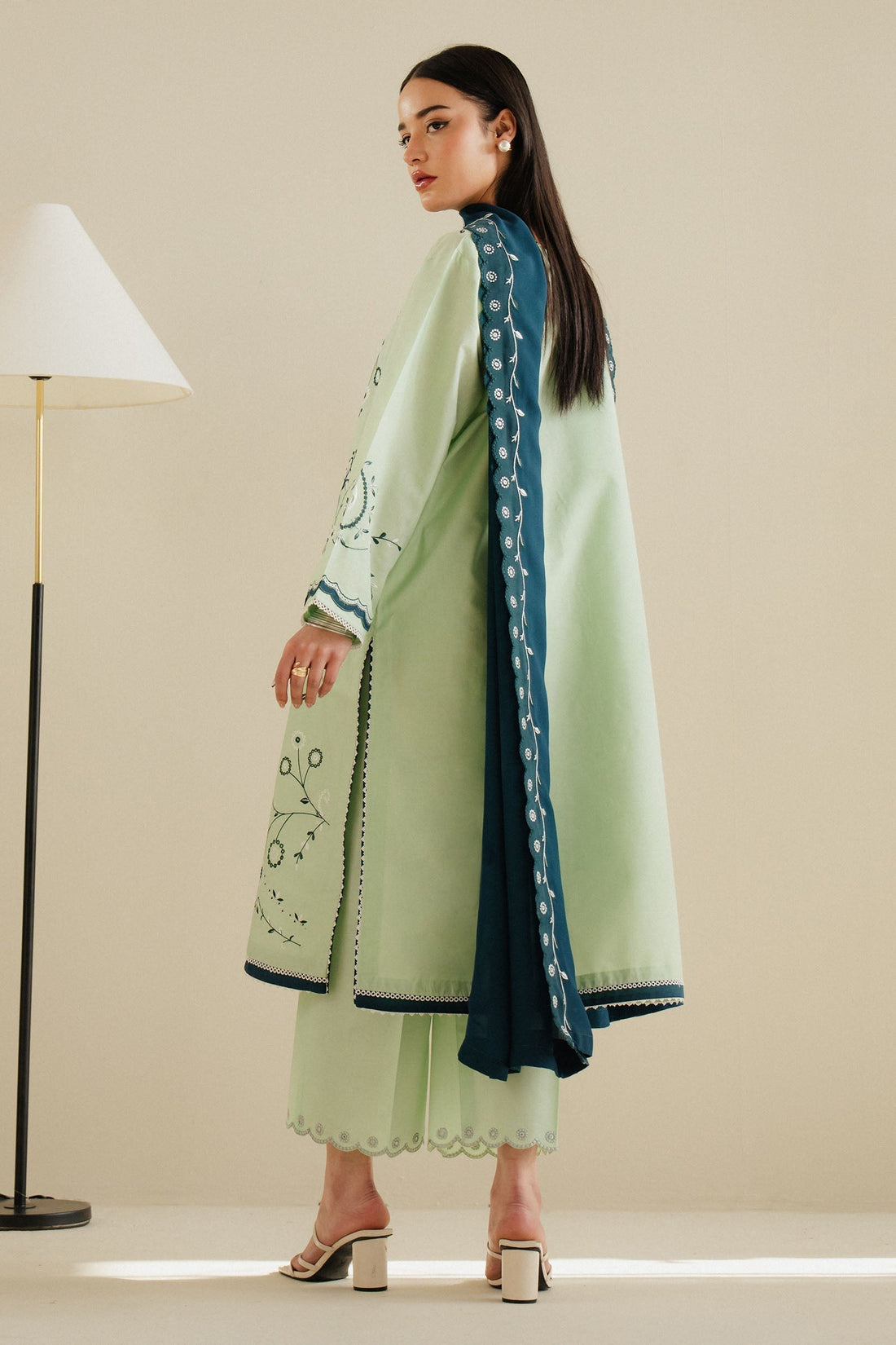 Zara Shahjahan | Eid Pret 25 | CR25P0212 XS Pastel Mint Cambric