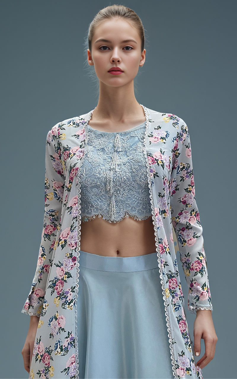 Threads and Motifs | Formal Dresses 25 | Embroidered Blouse With Skirt And Printed Jacket - Pakistani Designer Dress - by Threads and Motifs - Type : Ladies Clothes - 100% Original at Saira Sultan