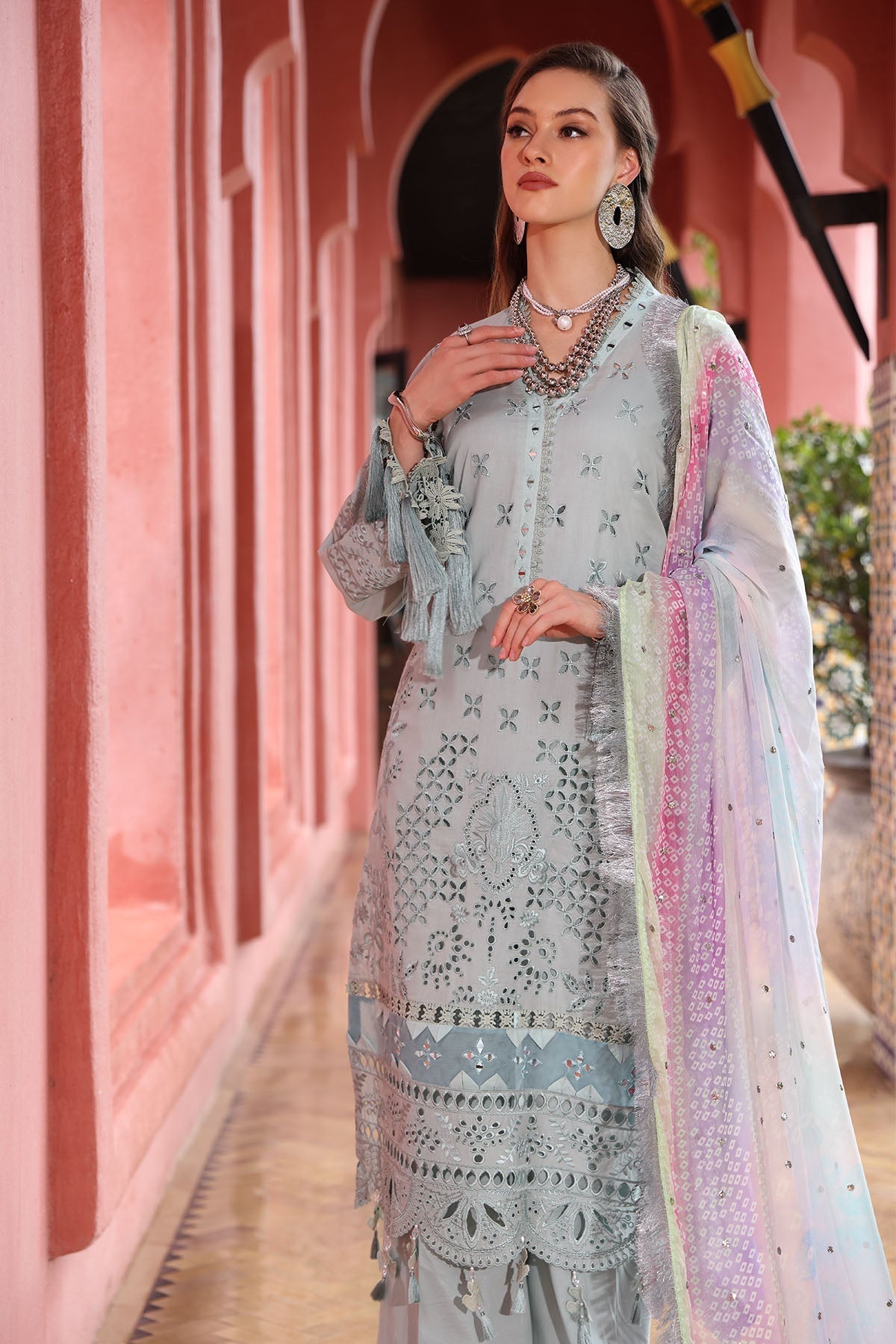 Nureh | Bazaar Lawn 25 | NE-111 Custom Size Ice Blue Lawn