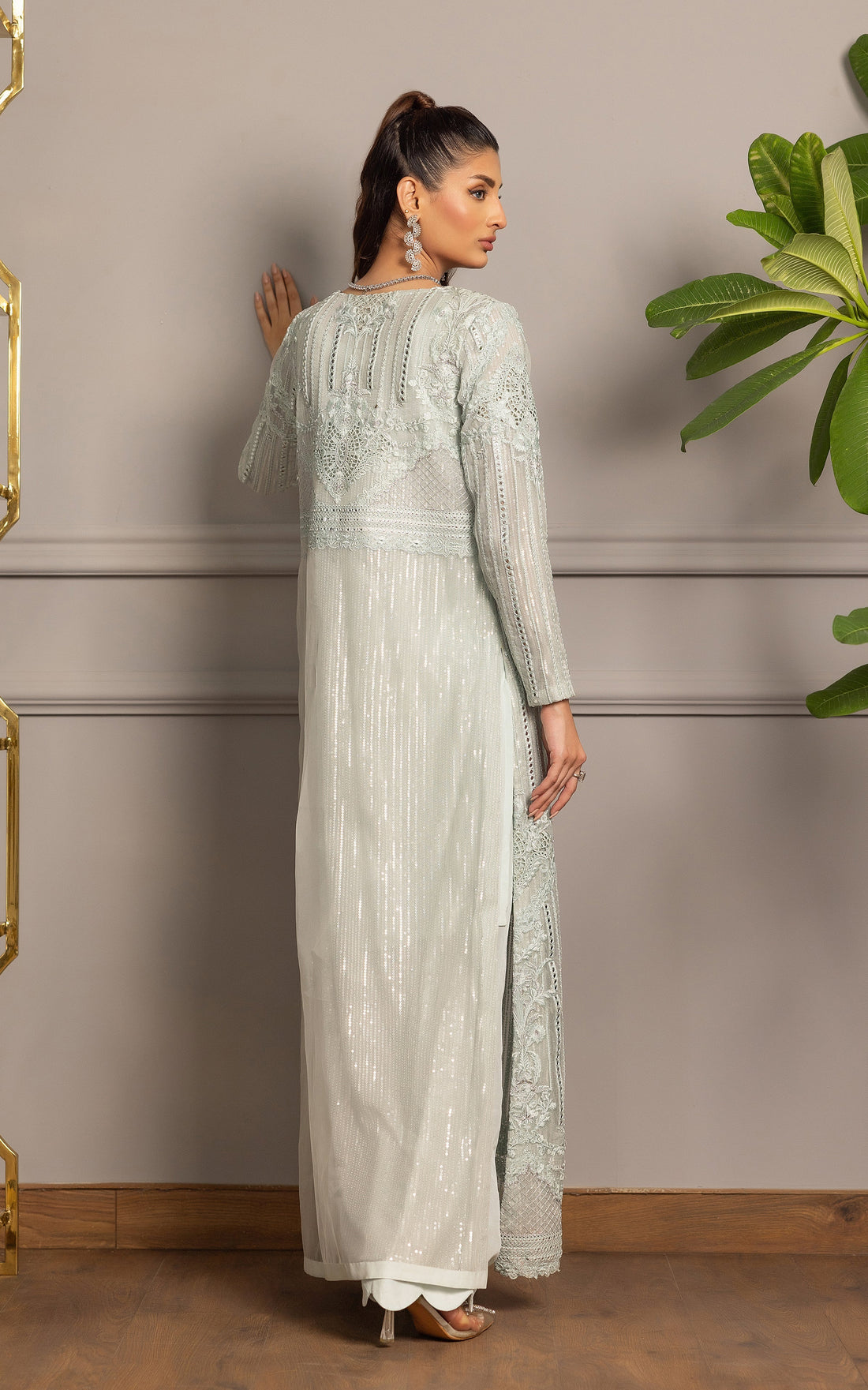 Threads and Motifs | Formal Dresses 25 | Organza Embroidered Jacket With Inner - Pakistani Designer Dress - by Threads and Motifs - Type : Ladies Clothes - 100% Original at Saira Sultan