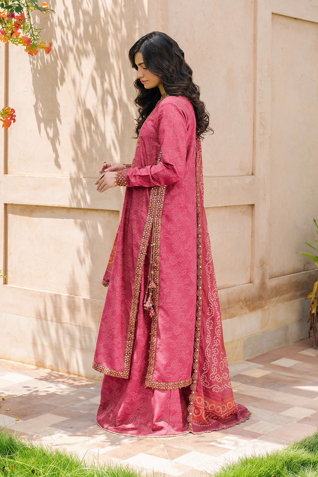 Iznik | Bandhani Formals | UE-336 XS Candy Pink Chiffon