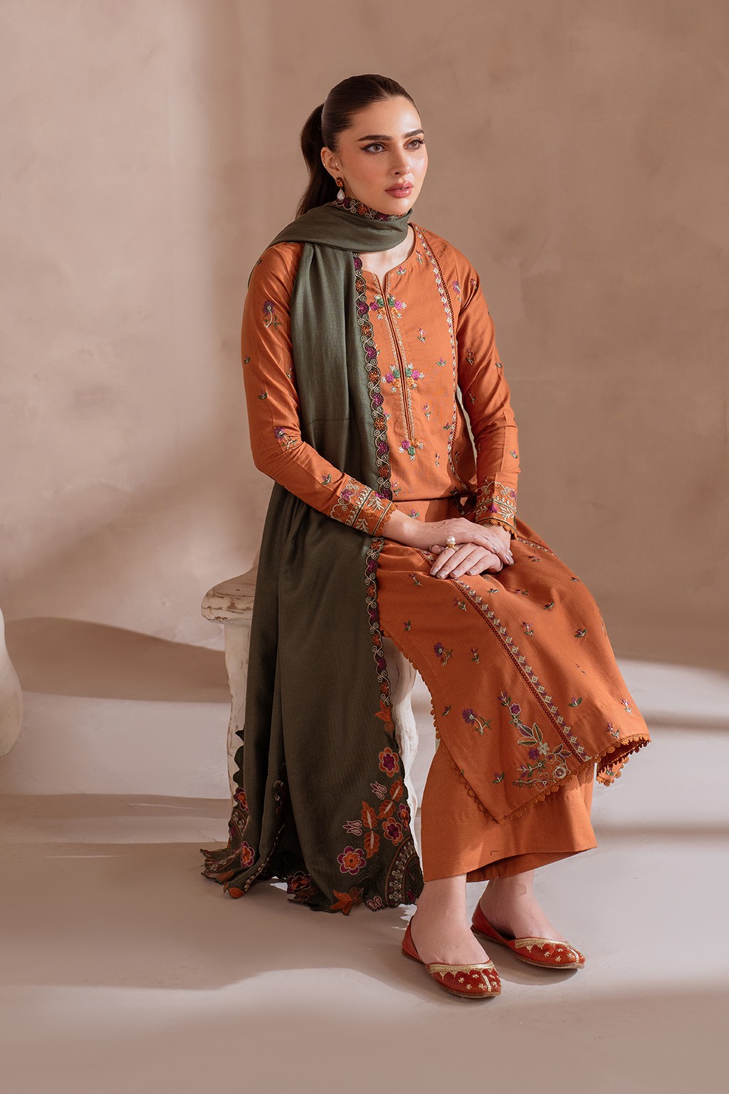 Iznik | Exclusive Winter | UE-367 Custom Size Burnt Orange Khaddar