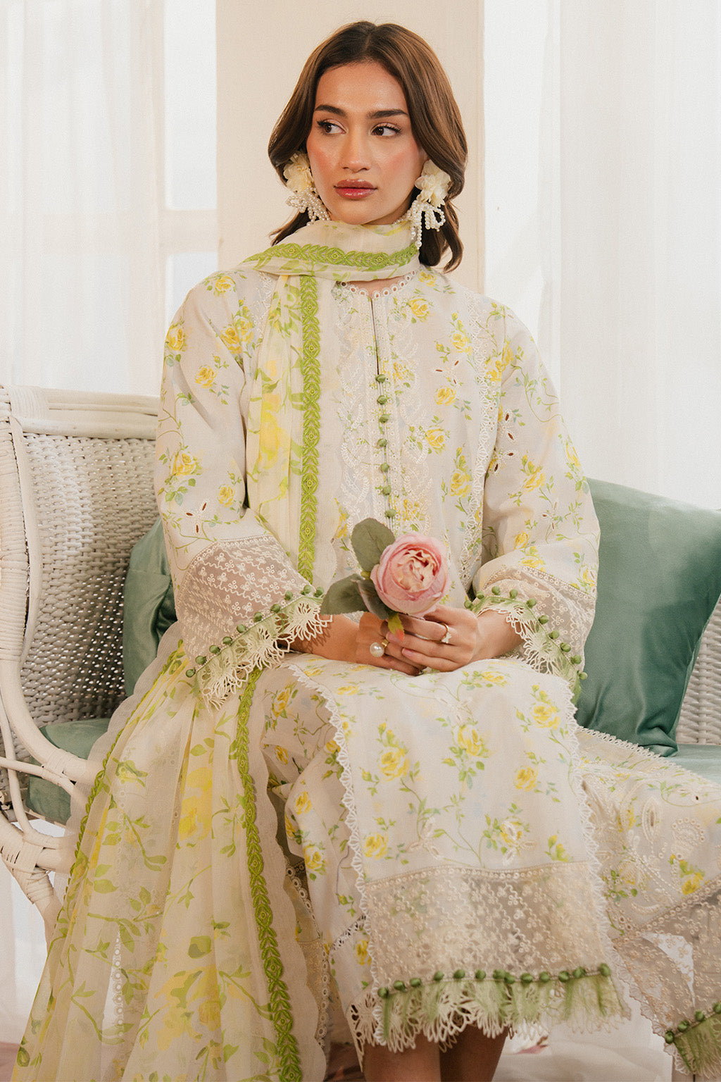 Ayzel | Armelia Printed Lawn 25 | Cyrilla XL Off White Lawn